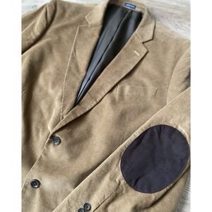Stafford Jacket Blazer Mens 50R Brown Tan Corduroy Double Vented Elbow Patches